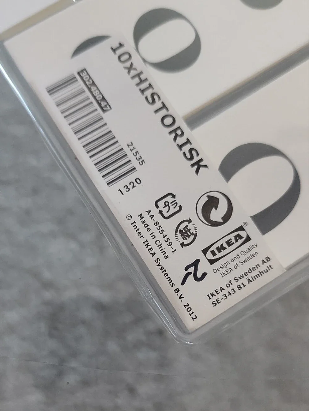 set of white-and-black number tags from the IKEA Historisk